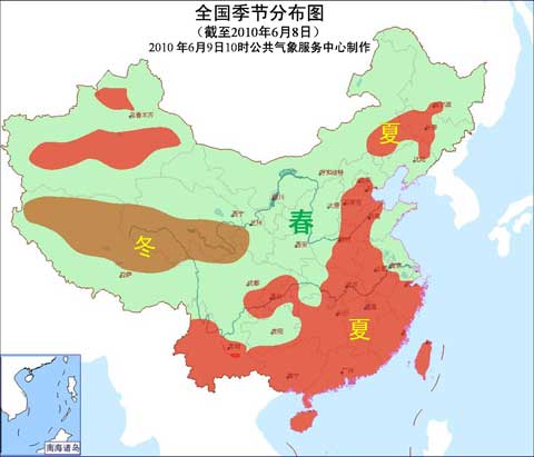 截至6月8日全国季节分布图